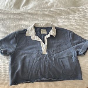 Blue fleece shirt sleeve polo